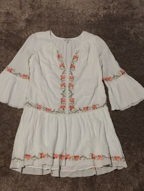 Joie Jarette Bell Sleeve Embroidered Mini Dress